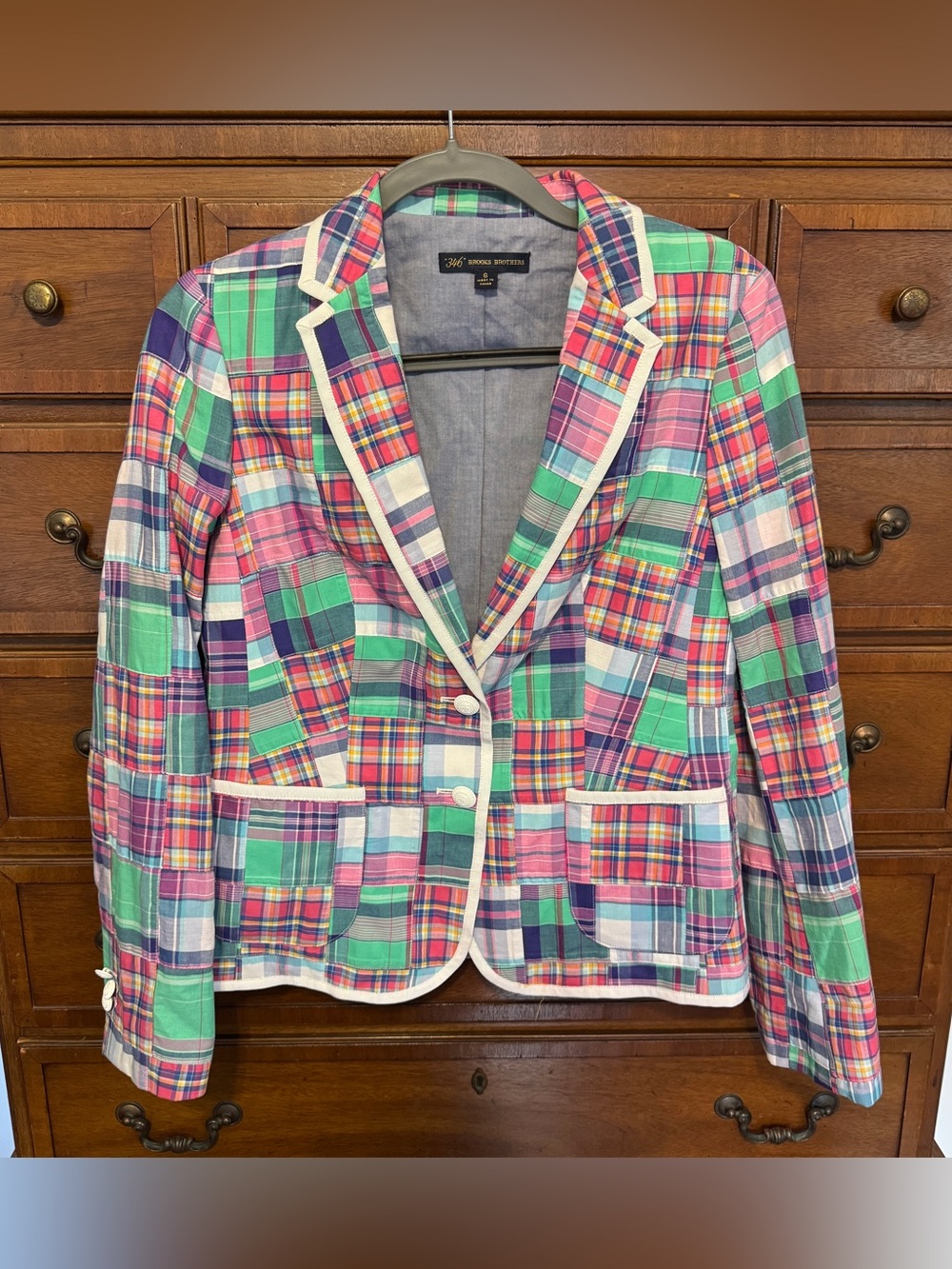 Brooks Brothers 346 Patchwork Madras Blazer 6 Preppy Coastal Country Club